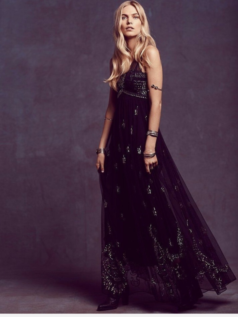 Free People Twilight Dreams Maxi Gown black size 2